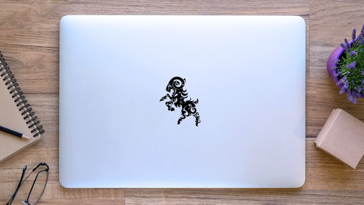 Symbol Of Aries Tribal Zodiac Sticker on a Laptop (New) example