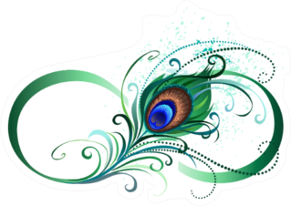 Symbol Of Infinity With Bright Peacock Feather Sticker
