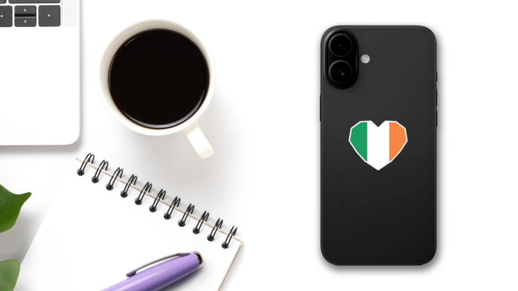 Symbol Of Love For Ireland Sticker on a Phone (New) example