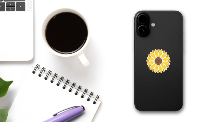 Symbol Of Sunflower Sticker on a Phone (New) example