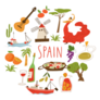 Symbols Of Spain. Culture, Food, People, And Trees Sticker