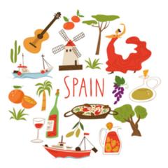 Symbols Of Spain. Culture, Food, People, And Trees Sticker
