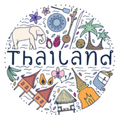 Symbols Of Thailand Hand Drawn Circle Sticker