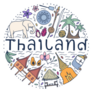 Symbols Of Thailand Hand Drawn Circle Sticker