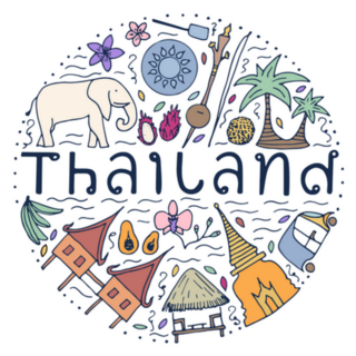 Symbols Of Thailand Hand Drawn Circle Sticker