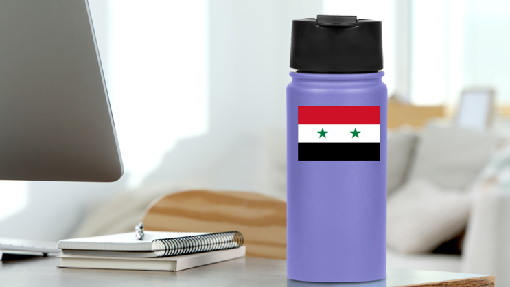 Syria Flag Sticker on a Water Bottle (New) example