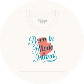 T-shirt With Logo Born In Rhode Island State Map Sticker