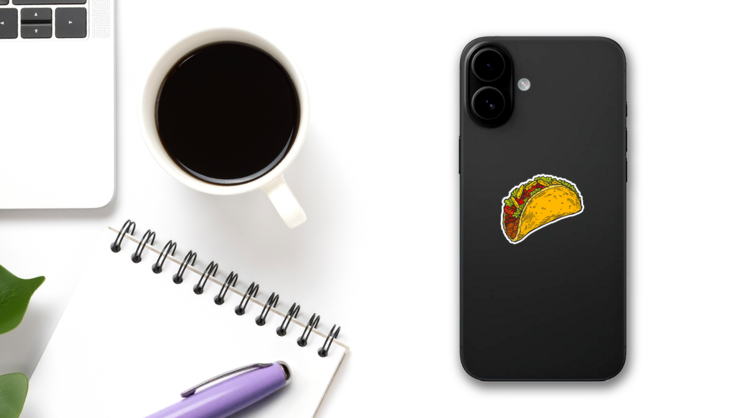 Taco. Mexican Traditional Food Detailed Illustration Sticker on a Phone (New) example