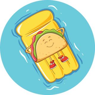 Taco Relaxing With A Pool Float Sticker