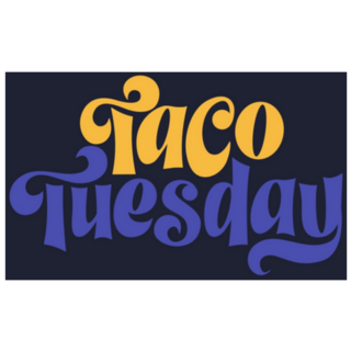 Taco Tuesday Blue And Yellow Typography Sticker