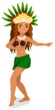 Tahitian Or Hawaiian Hula Female Dancer Cartoon Sticker