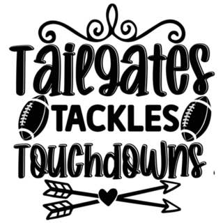 Tailgates Tackles Touchdowns Football Lettering Sticker