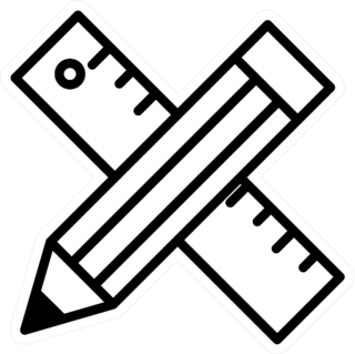 Tailor Made Icon Pencil And Ruler Sticker