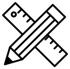 Tailor Made Icon Pencil And Ruler Sticker