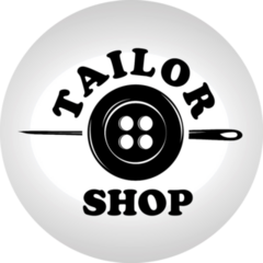 Tailor Shop Logo Buttons And Sewing Needle Sticker