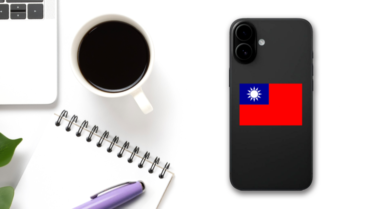 Taiwan Flag Sticker on a Phone (New) example