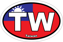 Taiwan Tw Flag Oval Sticker