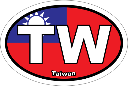 Taiwan Tw Flag Oval Sticker