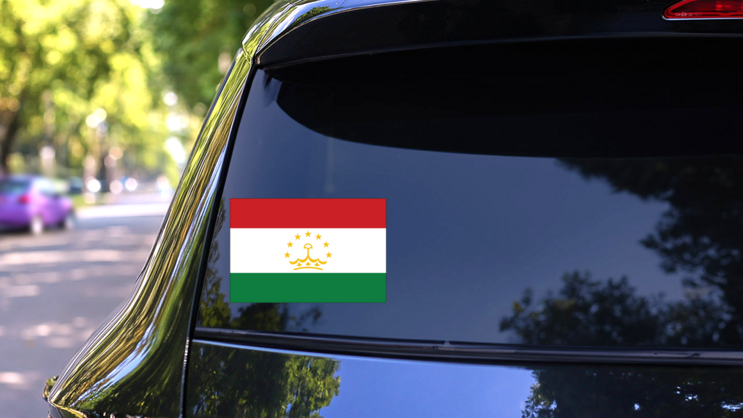 Tajikistan Flag Sticker on a Rear Car Window (New) example