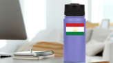 Tajikistan Flag Sticker on a Water Bottle (New) example