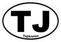 Tajikistan Tj Oval Sticker