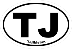 Tajikistan Tj Oval Sticker