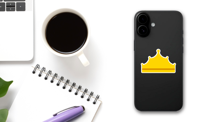 Tall King Crown Icon Sticker on a Phone (New) example