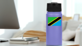 Tanzania Flag Sticker on a Water Bottle (New) example