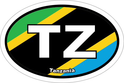 Tanzania Tz Flag Oval Sticker