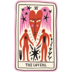 Tarot Card The Lovers Pink Sticker
