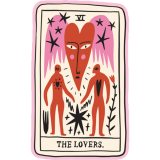 Tarot Card The Lovers Pink Sticker