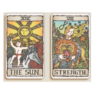 Tarot Cards The Sun Strength Sticker