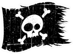 Tattered Skull Flag Pirate Sticker