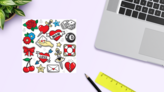 Tattoo Art Sticker Sheet on a Desk (New) example