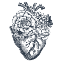 Tattoo  Floral Anatomical Heart Sticker