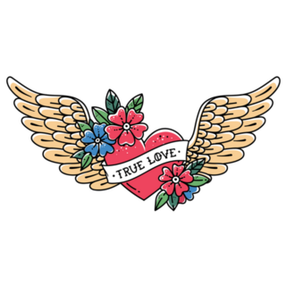Tattoo Flying Heart With Wings True Love Sticker