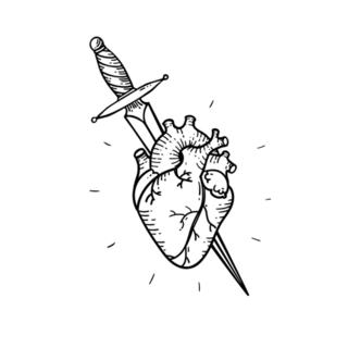 Tattoo Heart And Sword Sticker