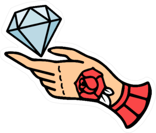 Tattoo Style Diamond and Hand Sticker