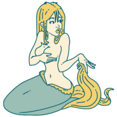 Tattoo Style Mermaid Sticker