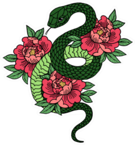 Tattoo With Rose And Snake Sticker