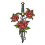Tattoo With Rose Flowers And Dagger Knife Sticker