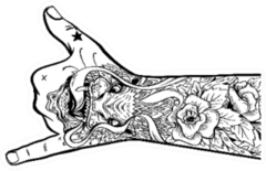 Tattooed Hand Shows Shaka Gesture Sticker