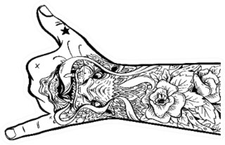 Tattooed Hand Shows Shaka Gesture Sticker