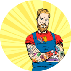 Tattooed Hipster Auto Mechanic Sticker