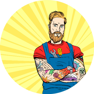 Tattooed Hipster Auto Mechanic Sticker