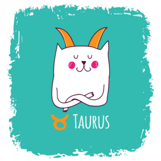 Taurus Cute Illustration On Blue Sticker