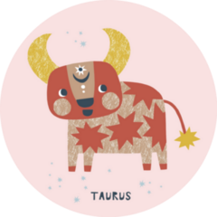 Taurus Zodiac Character Nursery Poster Sticker