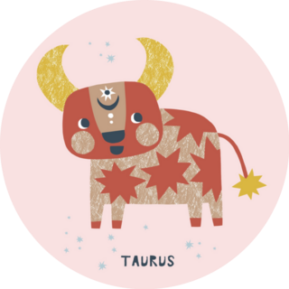 Taurus Zodiac Character Nursery Poster Sticker
