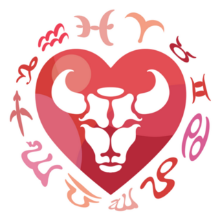 Taurus Zodiac Heart Illustration Sticker