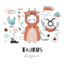 Taurus Zodiac Sign Childrens Illustration Sticker